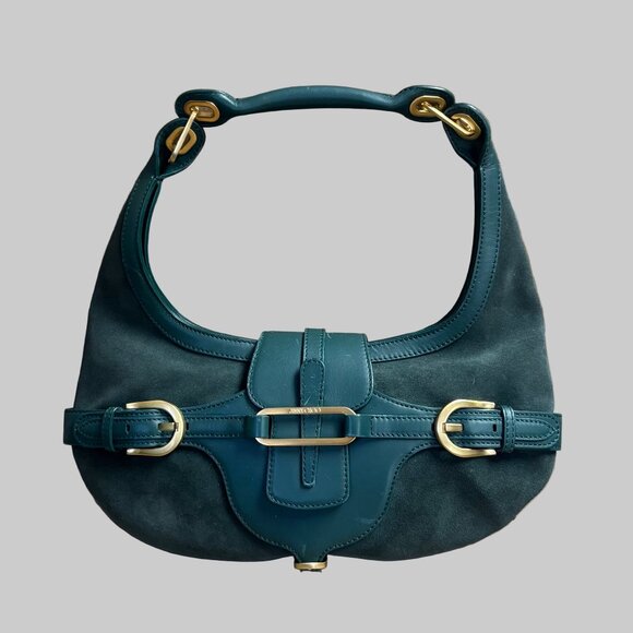 Jimmy Choo spruce green leather and suede bag - Picture 1 of 2